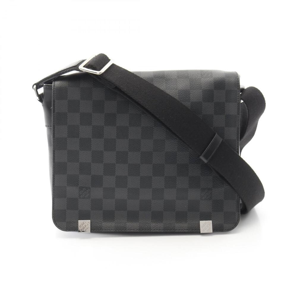 Louis Vuitton District NM Shoulder Bag Canvas Leather Damier Graphite Black